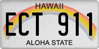 HI license plate ECT911