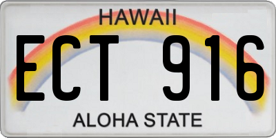 HI license plate ECT916