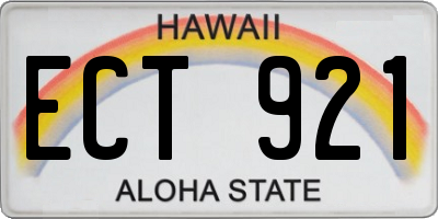 HI license plate ECT921