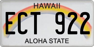 HI license plate ECT922