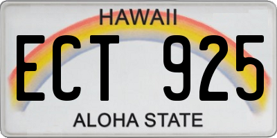 HI license plate ECT925