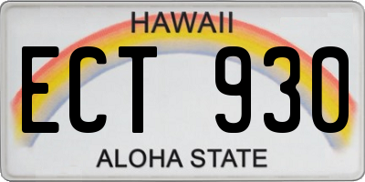HI license plate ECT930