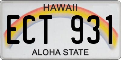 HI license plate ECT931