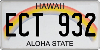 HI license plate ECT932