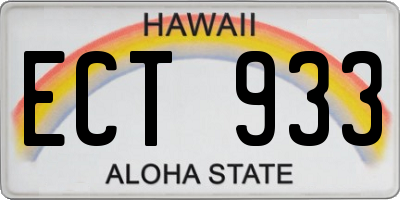 HI license plate ECT933