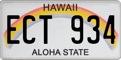 HI license plate ECT934