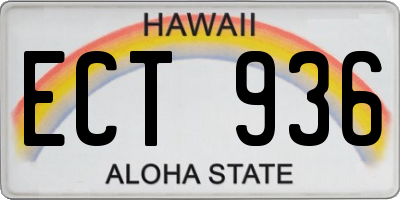 HI license plate ECT936