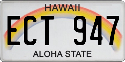 HI license plate ECT947
