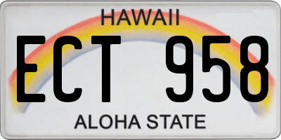 HI license plate ECT958