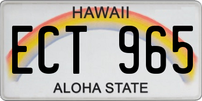 HI license plate ECT965