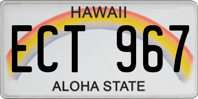HI license plate ECT967