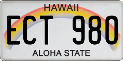 HI license plate ECT980