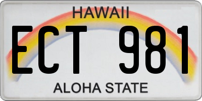 HI license plate ECT981