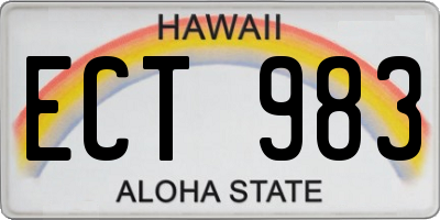 HI license plate ECT983