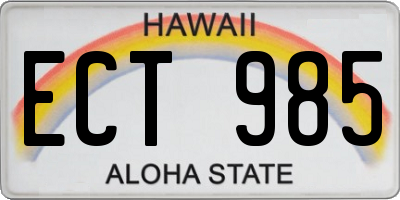 HI license plate ECT985