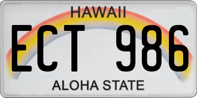 HI license plate ECT986