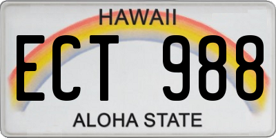 HI license plate ECT988