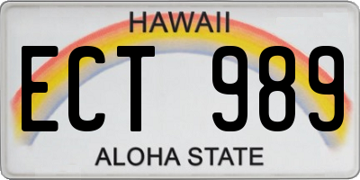 HI license plate ECT989