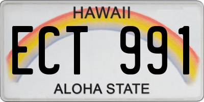 HI license plate ECT991