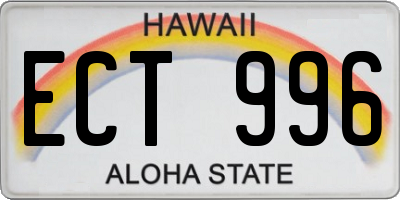 HI license plate ECT996