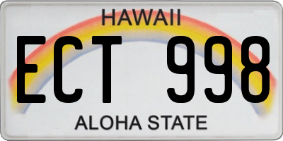 HI license plate ECT998