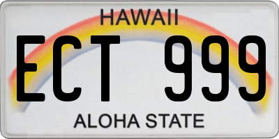 HI license plate ECT999