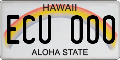HI license plate ECU000