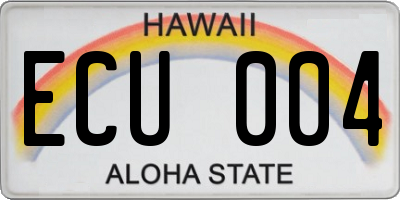 HI license plate ECU004