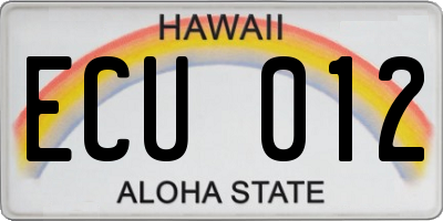 HI license plate ECU012