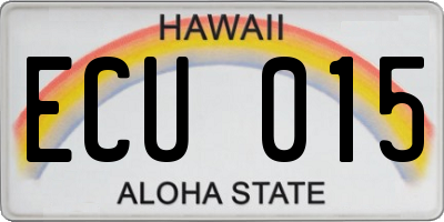 HI license plate ECU015
