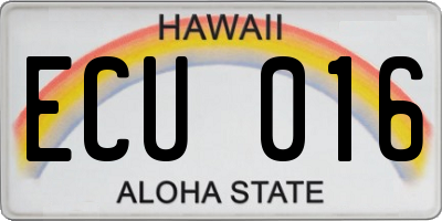 HI license plate ECU016