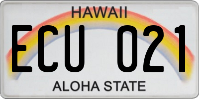 HI license plate ECU021