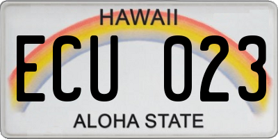 HI license plate ECU023