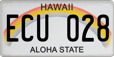 HI license plate ECU028