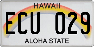 HI license plate ECU029