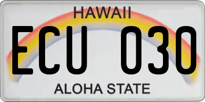 HI license plate ECU030