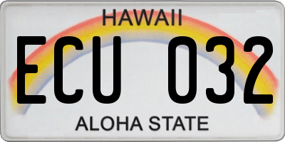 HI license plate ECU032