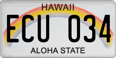 HI license plate ECU034