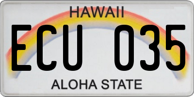 HI license plate ECU035