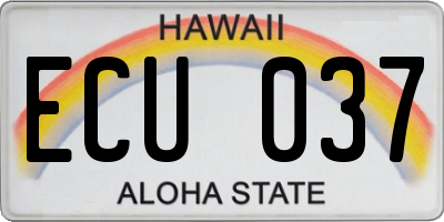 HI license plate ECU037
