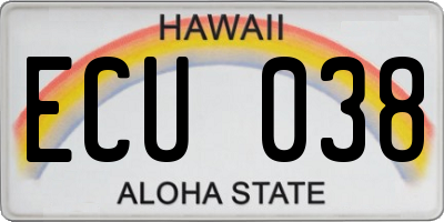 HI license plate ECU038
