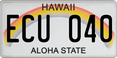 HI license plate ECU040