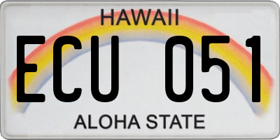 HI license plate ECU051