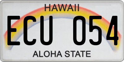 HI license plate ECU054