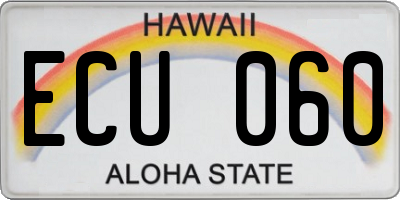HI license plate ECU060