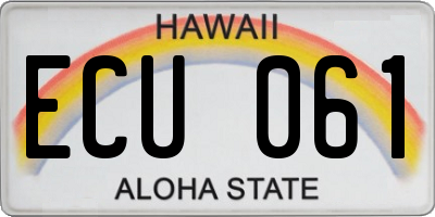 HI license plate ECU061