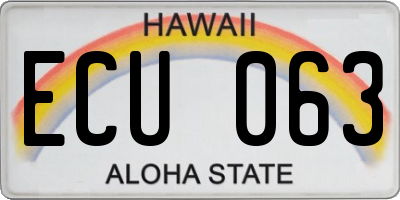 HI license plate ECU063