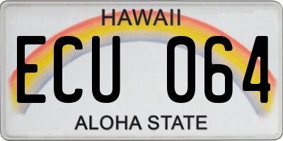 HI license plate ECU064
