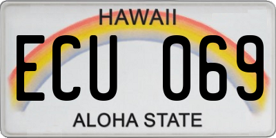 HI license plate ECU069