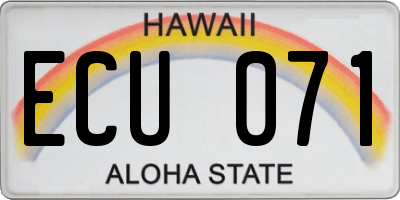 HI license plate ECU071
